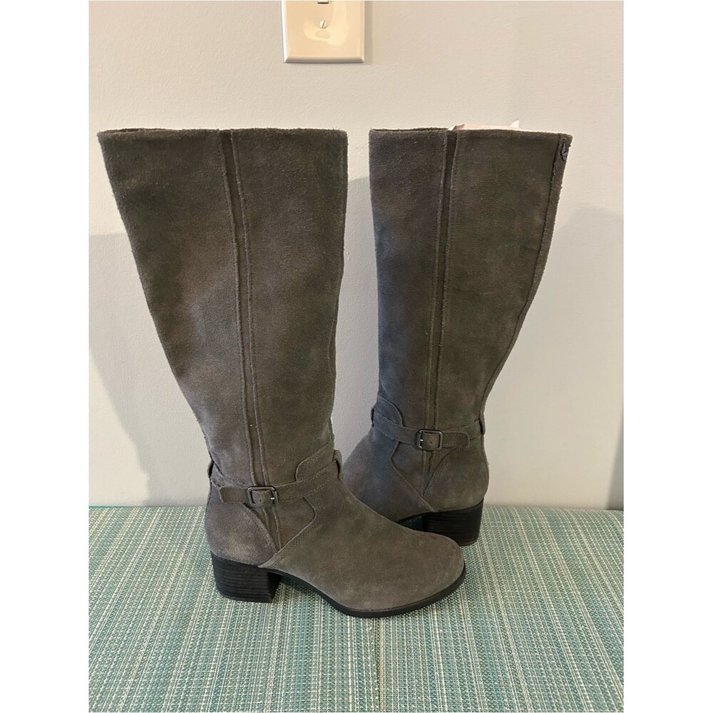 Koolaburra Gray Suede Mid Heel Knee Boots